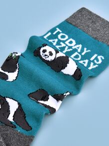 Men Panda & Slogan Graphic Crew Socks - Nhiều màu - Xem 3
