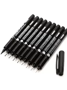 9 piezas Set Pluma de gel - Negro - Ver 1