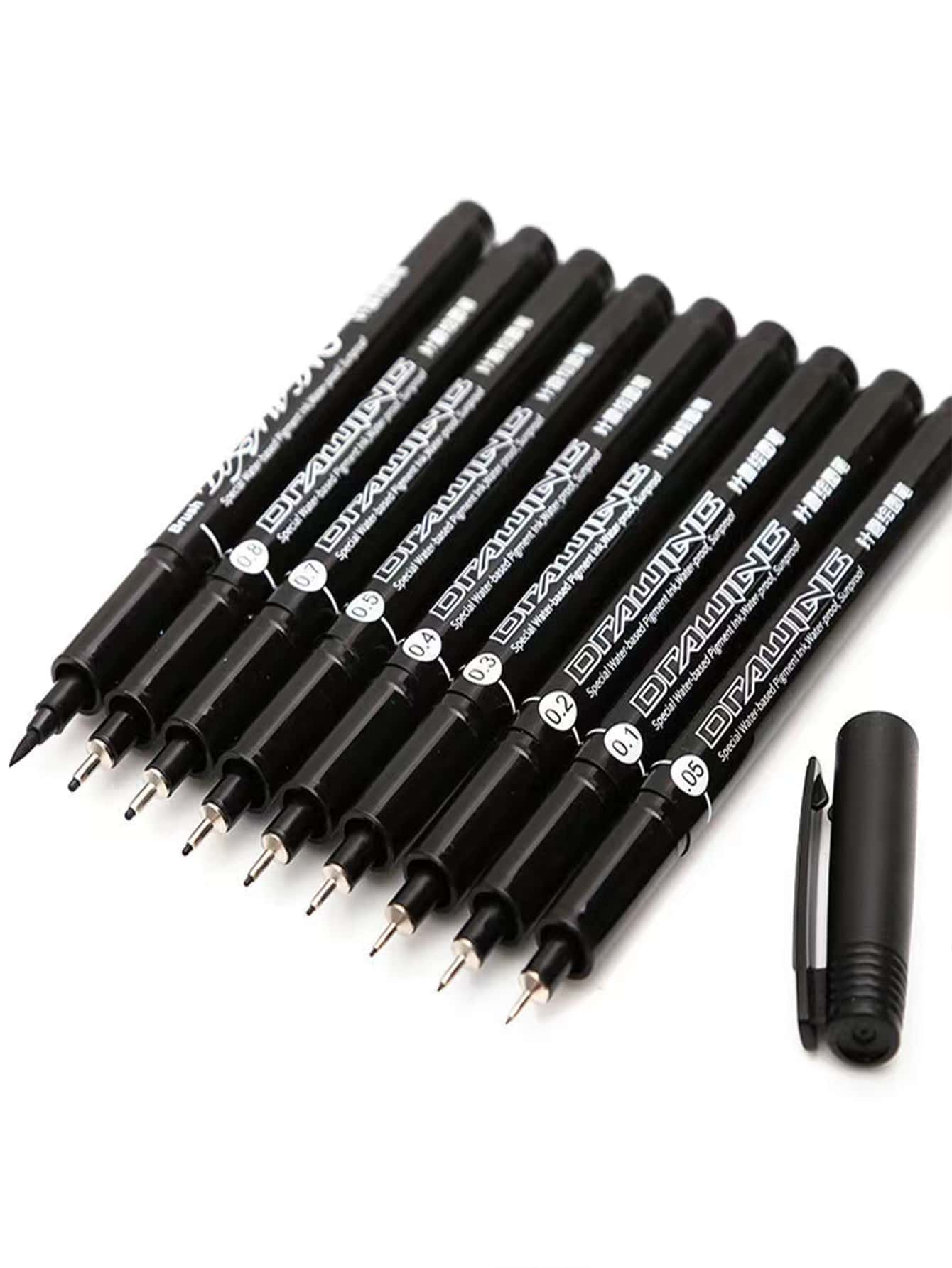 9 piezas Set Pluma de gel - Negro - Ver 1
