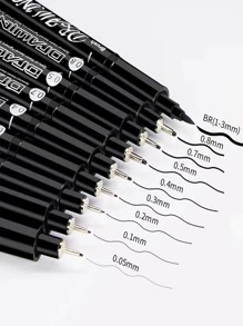 9 piezas Set Pluma de gel - Negro - Ver 3