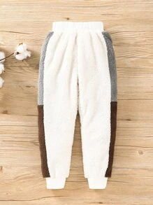 Toddler Boys Colour Block Teddy Pullover & Trousers - Beige - View 6