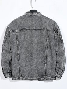 Manfinity Men 1pc Flap Pocket Denim Jacket - Grey - View 2