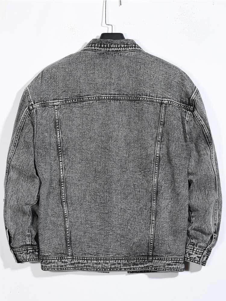 Manfinity Hombres 1 pieza Cazadora mezclilla con bolsillo con solapa - Gris - Añade 2