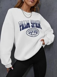 SHEIN Unity Tree And Letter Graphic Sweatshirt - White - View 3