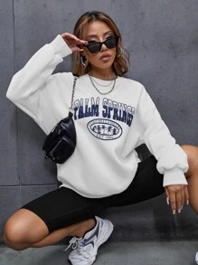 SHEIN Unity Tree And Letter Graphic Sweatshirt - White - View 4