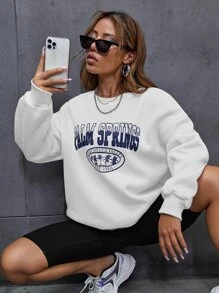 SHEIN Unity Tree And Letter Graphic Sweatshirt - White - View 6