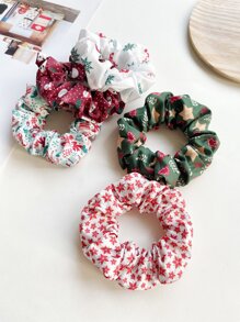5pcs Christmas Themed Reindeer, Santa Claus And Christmas Tree Pattern Hair Ties - Multicolor - View 4