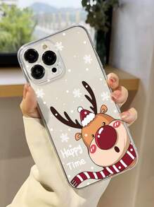 Christmas Elk Print Clear Phone Case Compatible With IPhone 11,IPhone 13,IPhone 14 Pro Max - Multicolor - View 1