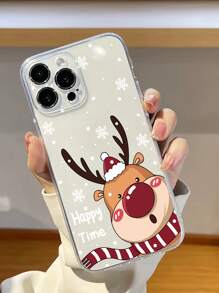 Christmas Elk Print Clear Phone Case Compatible With IPhone 11,IPhone 13,IPhone 14 Pro Max - Multicolor - View 2