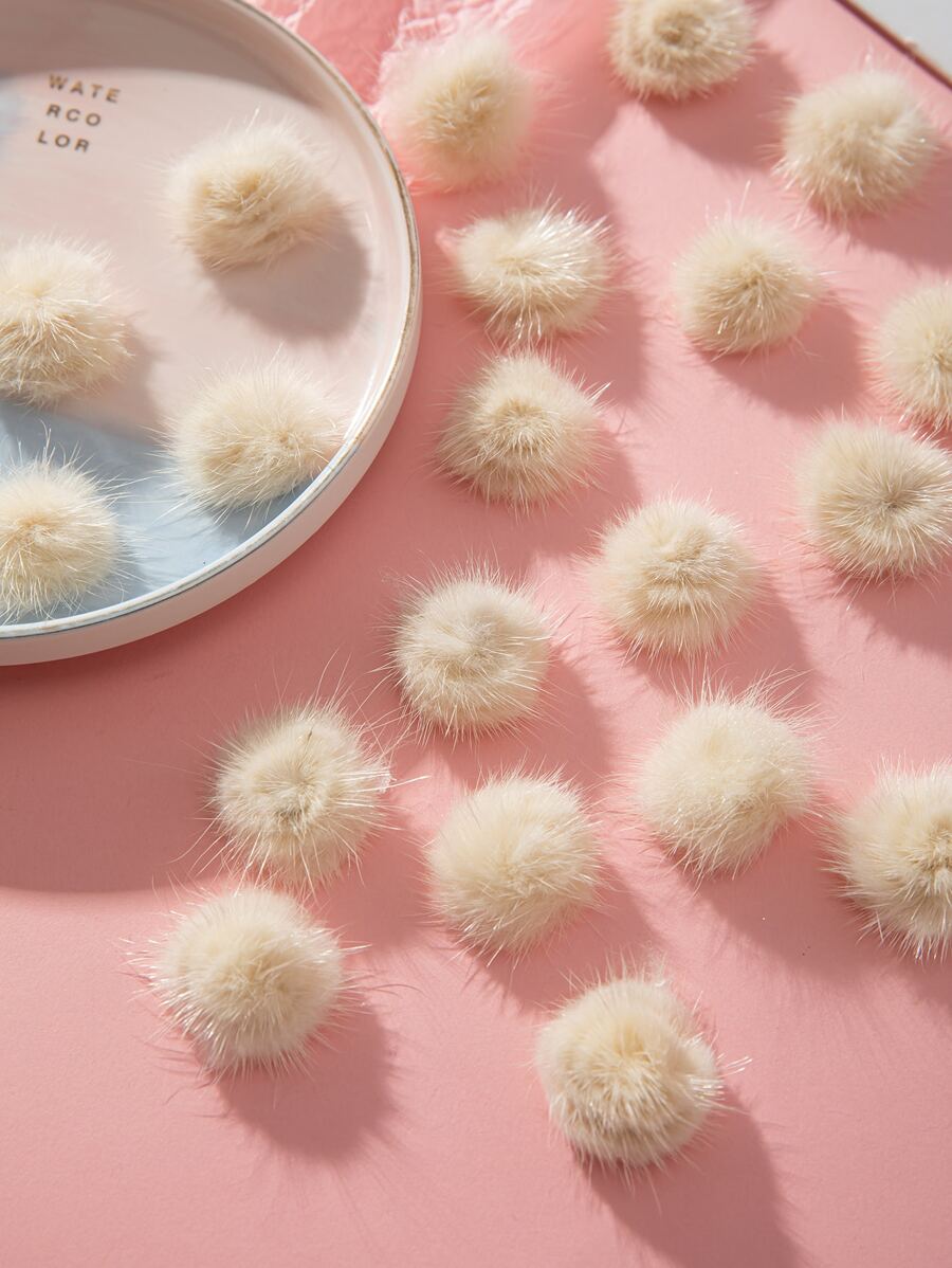 20pcs Furry Pom Pom Balls, DIY Clothing Accessories, Clothing Embellishments - Khaki - View 1