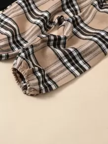 SHEIN Baby Boy Bear Embroidery Plaid Pullover & Joggers - Multicolor - View 8