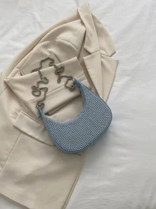 Túi vai Đúc màu trơn Chuỗi Đúng mốt - Màu xanh lam - Xem 2