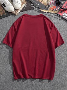 Manfinity Homme Men Letter Print Round Neck Tee - Burgundy - View 2