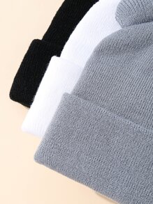 3pcs Baby Solid Knit Hat - Multicolor - View 3