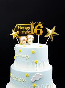 10pcs PMMA Cake Topper, Number & Crown Design Metallic Cake Top Decoration For Child Party - Multicolor - View 2