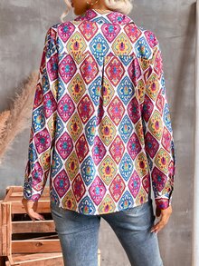 滿版印花前紐扣襯衫 - 彩色 - 查看 2