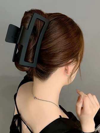 1pc Square Design Hair Claw Casual,Hair Accessories,Claw Clips,Hair Jaw Clip,Hair Clutch, School Stuff, College Fall Winter Hair Clip For Vacation Outfits Woman