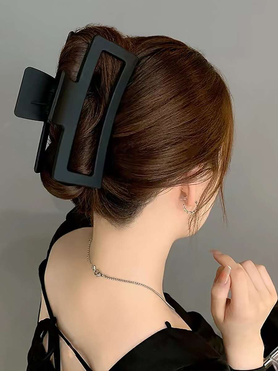 1 件方形设计发夹休闲、发饰、爪夹、发夹、发夹、学校用品、学院秋冬发夹，适合度假装扮女士