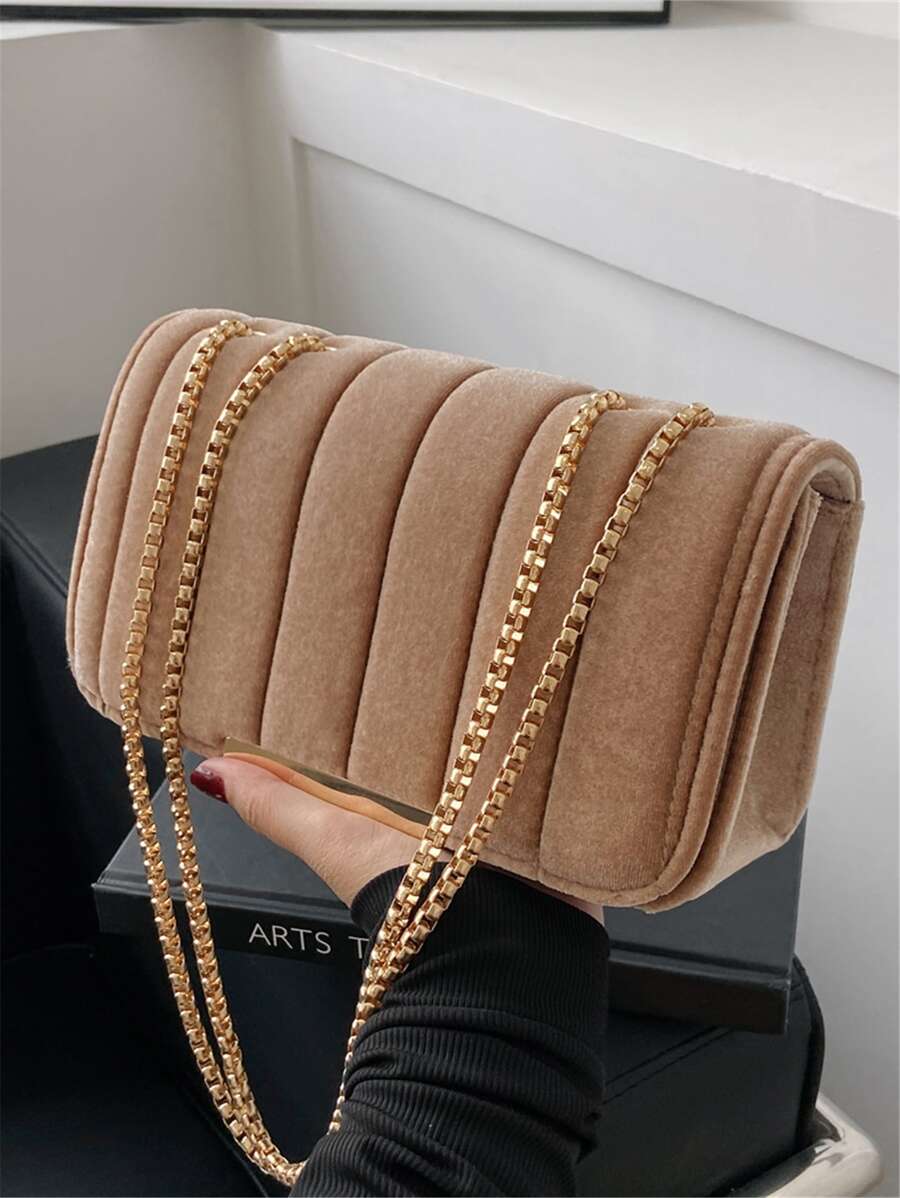Lightweight, Portable Casual, Fashion Minimalist Flap Chain Velvet Square Bag For Girls, Women, College Students, Rookies & White-Collar Workers For Autumn & Winter, Warm Winter, For Fall, Winter Essential