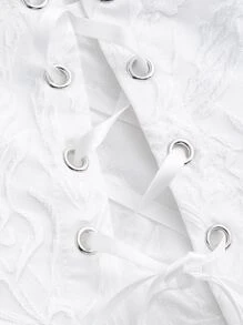 SHEIN MOD 繫帶提花吊帶上衣 - 白色 - 查看 4