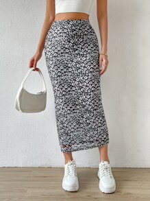 Muchica Váy nữ Chia Họa tiết hoa Boho - màu đen - Xem 1