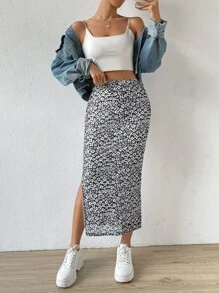 Muchica Váy nữ Chia Họa tiết hoa Boho - màu đen - Xem 3