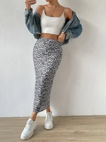 Muchica Váy nữ Chia Họa tiết hoa Boho - màu đen - Xem 5