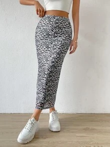 Muchica Váy nữ Chia Họa tiết hoa Boho - màu đen - Xem 6