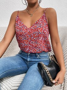 SHEIN Frenchy 碎花吊帶上衣 - 紅色 - 查看 4