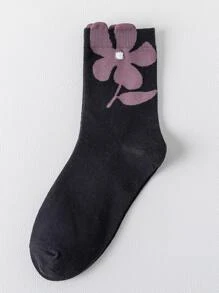 3 pares Calcetines de tripulación con corazón & con patrón floral - Multicolor - Ver 5