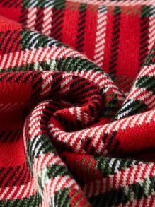 Girls Tartan Pattern Drop Shoulder Jumper - Red - View 4