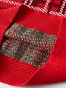 Girls Tartan Pattern Drop Shoulder Jumper - Red - View 7