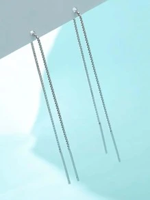 Nooxian Minimalist Threader Earrings - Silver - View 3