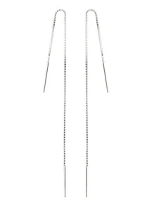Nooxian Minimalist Threader Earrings - Silver - View 4