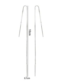 Nooxian Minimalist Threader Earrings - Silver - View 5