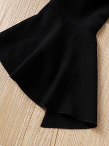 少女荷叶边袖褶皱下摆衬衫和假纽扣裙 - 彩色 - 查看 3