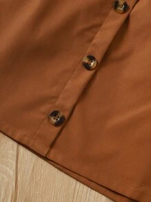 少女荷叶边袖褶皱下摆衬衫和假纽扣裙 - 彩色 - 查看 4