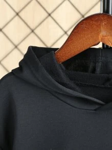 少女字母卡通图案落肩卫衣 - 黑色 - 查看 3