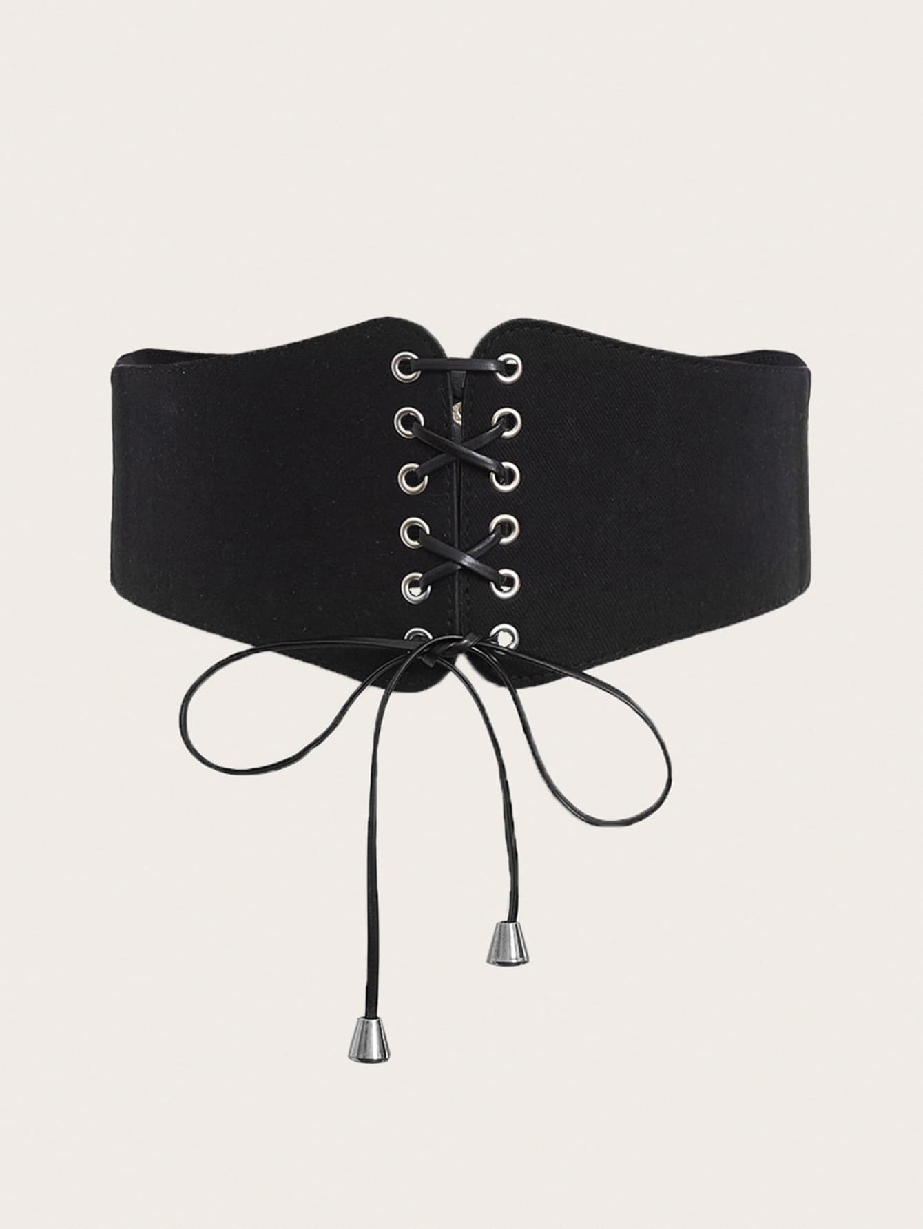 Grommet Lace Up Front Corset Belt - màu đen - Xem 1