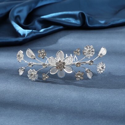 Rhinestone & Flower Decor Bridal Hair Comb