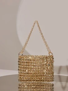 Hollow Out Design Square Bag - Gold - View 6