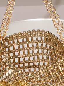 Hollow Out Design Square Bag - Gold - View 9