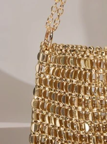 Hollow Out Design Square Bag - Gold - View 10