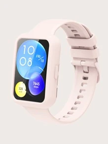 Dây đeo đồng hồ silicon màu hồng nhạt & Vỏ bảo vệ cho Watch Fit 2 - Màu Hồng baby - Xem 2