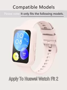 Dây đeo đồng hồ silicon màu hồng nhạt & Vỏ bảo vệ cho Watch Fit 2 - Màu Hồng baby - Xem 4