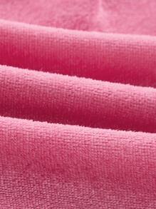 SHEIN ICON Ống ngọn 90s Pha lê Bướm & Chữ cái Mẫu Nhung - Hồng - Xem 3