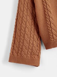 Niñas Jersey tejido de cable de hombros caídos - Camel - Ver 4