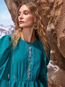 Pendientes largos con diseño de flor - Amarillo Oro - Ver 7