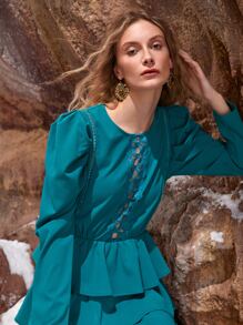 Pendientes largos con diseño de flor - Amarillo Oro - Ver 9