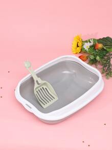 1pc Minimalist Cat Litter Box & 1pc Shovel - Grey - View 3